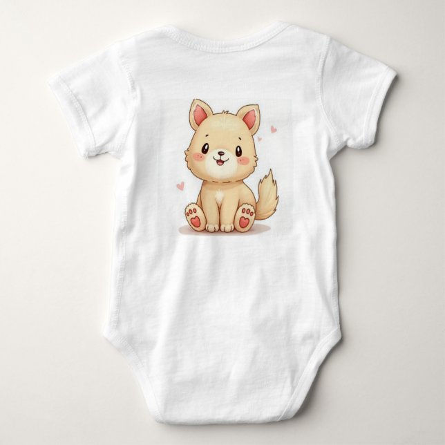 a cute dog and baby clothes baby bodysuit (Back)
