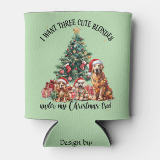A cute dog and puppy lover Christmas design Can Cooler