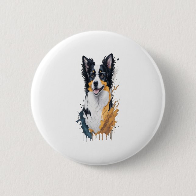 A cute dog Border Collie  6 Cm Round Badge (Front)