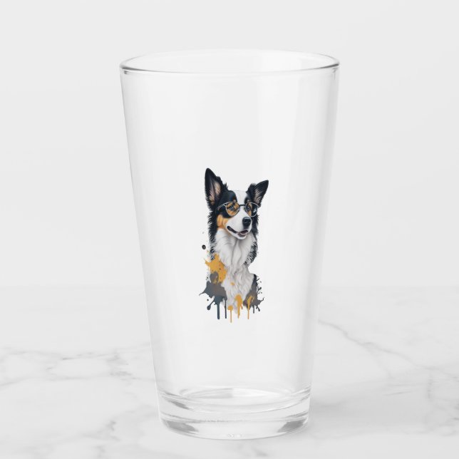A cute dog Border Collie Glass (Front)