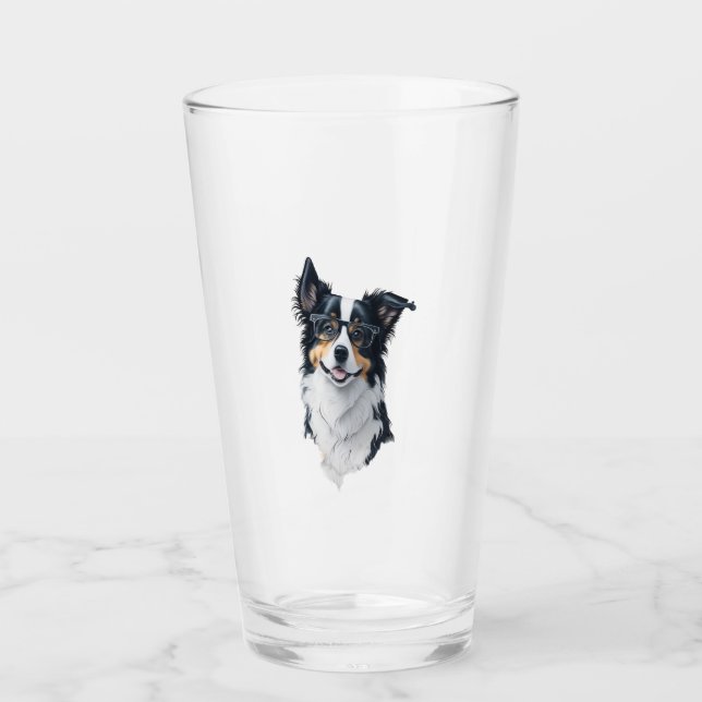A cute dog Border Collie Glass (Front)