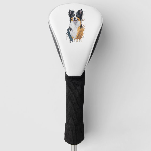 A cute dog Border Collie  Golf Head Cover (Front)