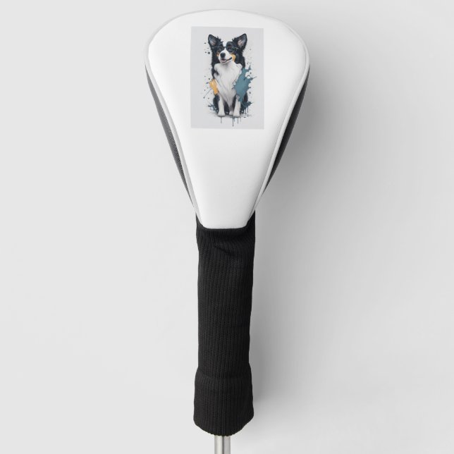 A cute dog Border Collie  Golf Head Cover (Front)