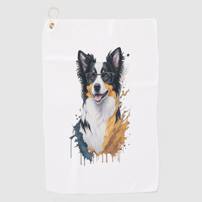 A cute dog Border Collie  Golf Towel (Front)