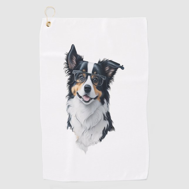 A cute dog Border Collie Golf Towel (Front)