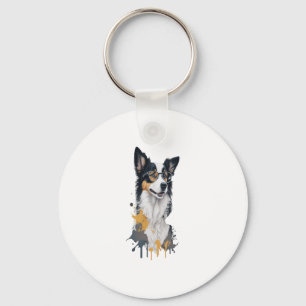 A cute dog Border Collie Key Ring