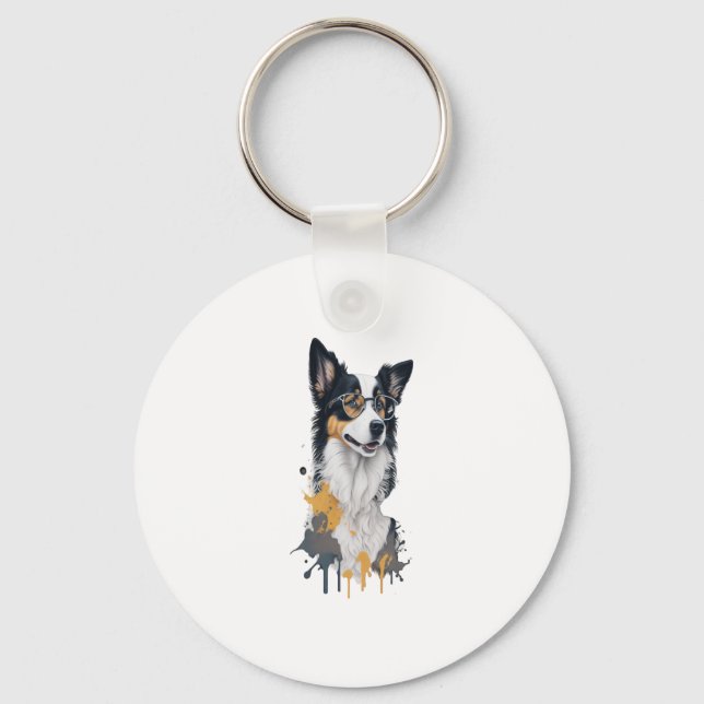 A cute dog Border Collie Key Ring (Front)