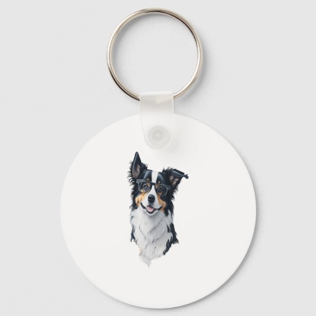 A cute dog Border Collie Key Ring (Front)