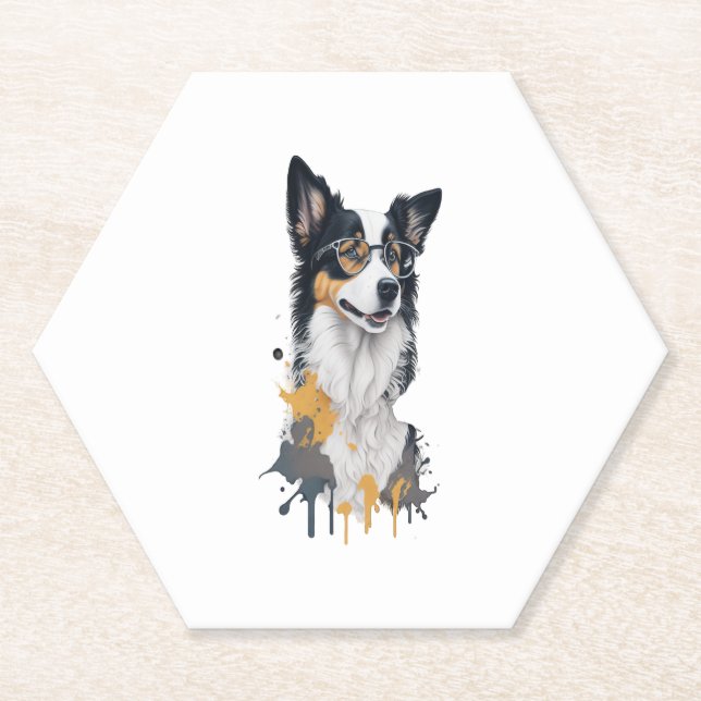 A cute dog Border Collie Paper Coaster (Front)
