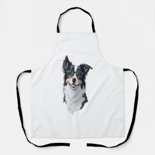A cute dog Border Collie [RB#10008]  Apron