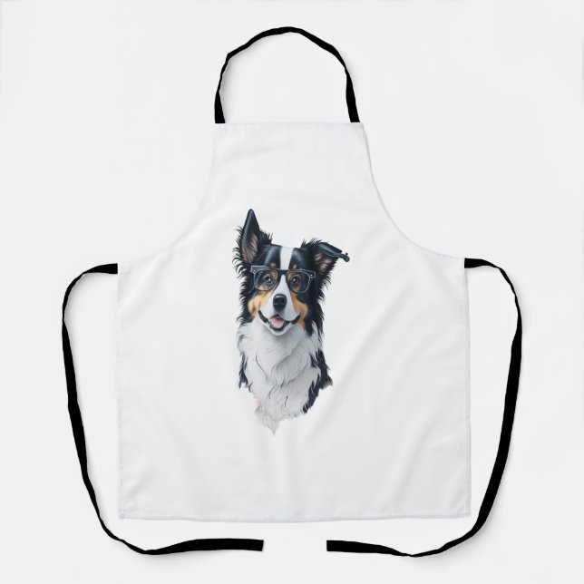 A cute dog Border Collie [RB#10008]  Apron (Front)