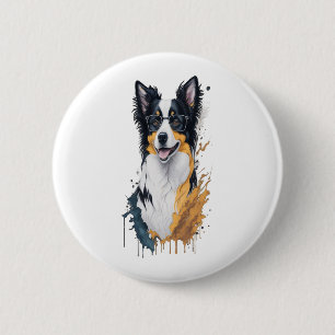 A cute dog Border Collie [RB#10009]  6 Cm Round Badge