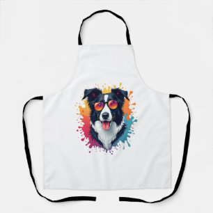 A cute dog Border Collie [RB#10009]  Apron
