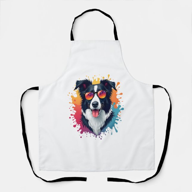 A cute dog Border Collie [RB#10009]  Apron (Front)