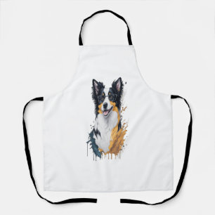 A cute dog Border Collie [RB#10009]  Apron