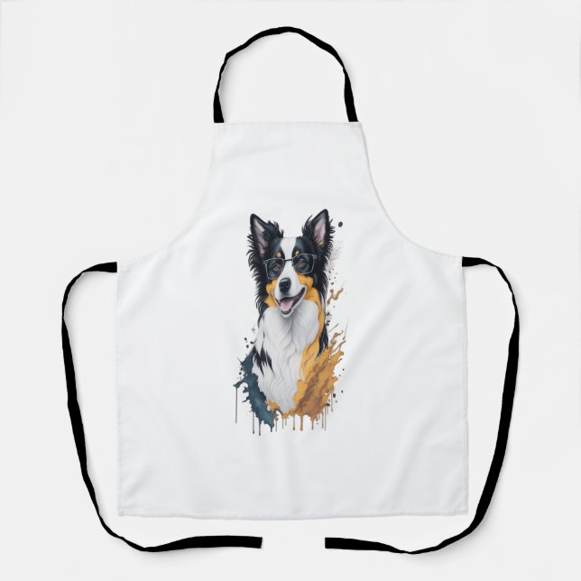 A cute dog Border Collie [RB#10009]  Apron (Front)