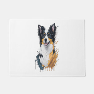 A cute dog Border Collie [RB#10009]  Doormat
