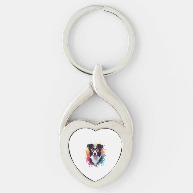 A cute dog Border Collie [RB#10009]  Key Ring (Front)