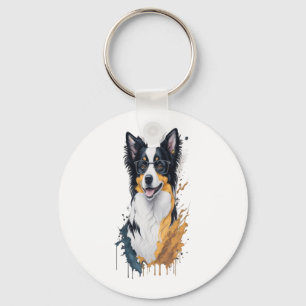 A cute dog Border Collie [RB#10009]  Key Ring