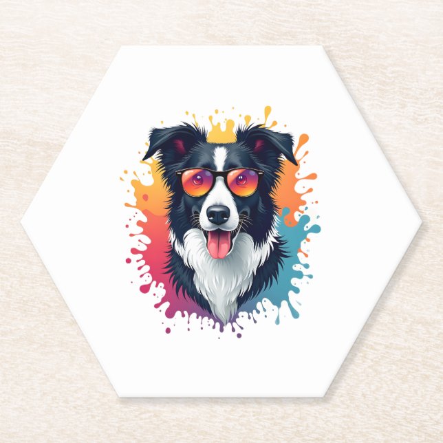 A cute dog Border Collie [RB#10009]  Paper Coaster (Front)