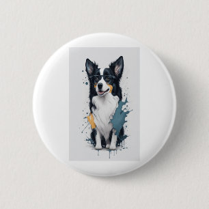 A cute dog Border Collie [RB#10011]  6 Cm Round Badge