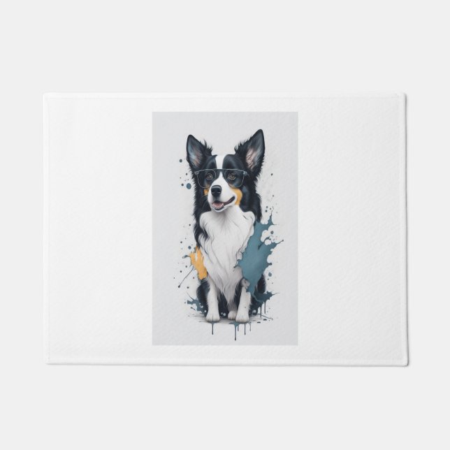 A cute dog Border Collie [RB#10011]  Doormat (Front)