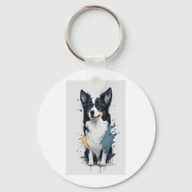 A cute dog Border Collie [RB#10011]  Key Ring (Front)