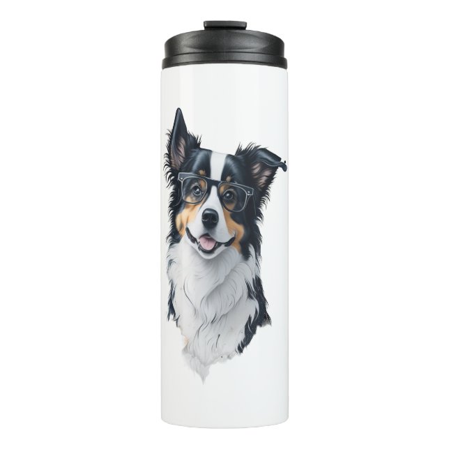 A cute dog Border Collie Thermal Tumbler (Front)