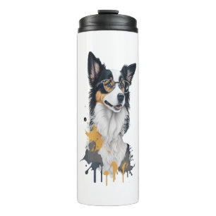 A cute dog Border Collie Thermal Tumbler
