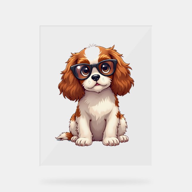 A cute dog King Charles Spaniel  Acrylic Sign (Front)
