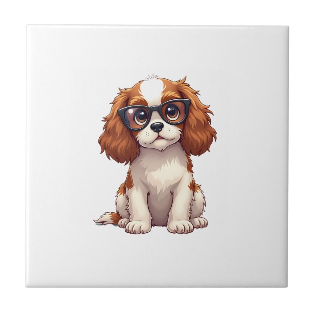 A cute dog King Charles Spaniel COPY Ceramic Tile (Front)