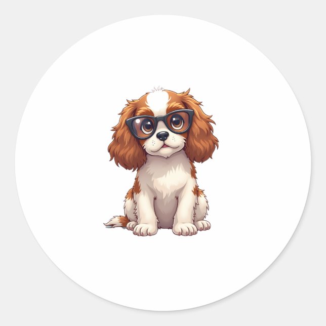 A cute dog King Charles Spaniel COPY Classic Round Sticker (Front)