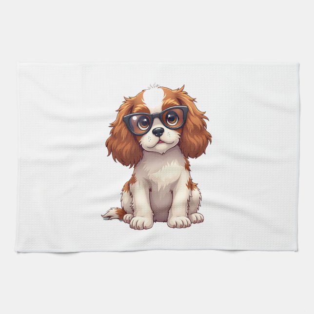 A cute dog King Charles Spaniel COPY Tea Towel (Horizontal)