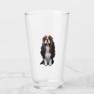 A cute dog King Charles Spaniel Glass