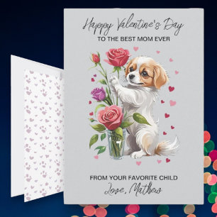 A cute dog on a Valentine's Day card, Holiday Card