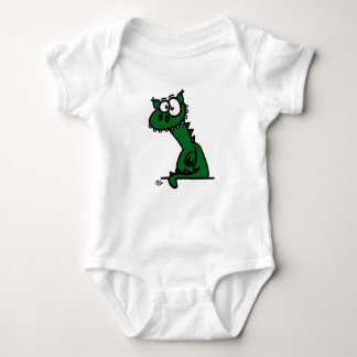 A cute dragon in green baby bodysuit
