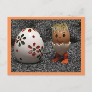 A Cute Eggmen Found A Big Egg Easter Postcard