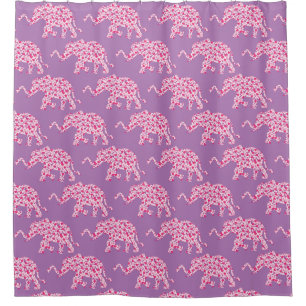 A Cute elephant in Pink Hearts Shower Curtain