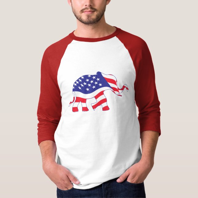 a cute elephant made in the USA flag T-Shirt (Front)