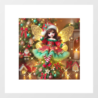 A cute fairy on Xmas tree colourful design