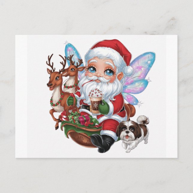 A cute fairy Santa Claus with shining Postcard (Front)