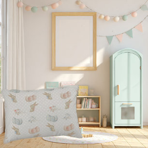 a cute family of rabbits with a baby baby blanket decorative cushion