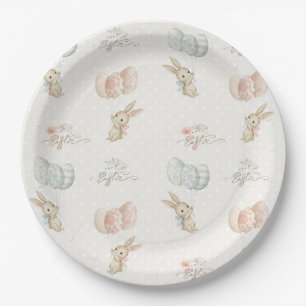 a cute family of rabbits with a baby paper plate