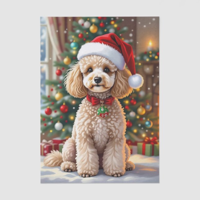 A Cute Festive Poodle Christmas   Tissue Paper (Front)