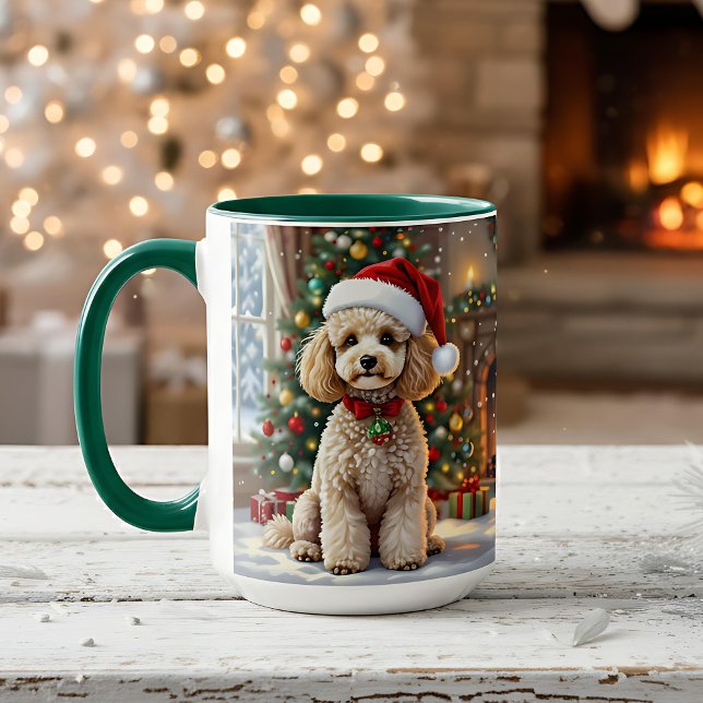 A Cute Festive Poodle Personalized Christmas  Mug (Creator Uploaded)