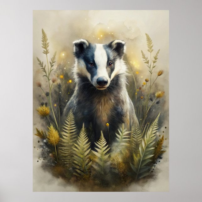 A Cute Forest Badger Poster (Front)