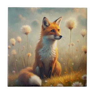 A Cute Forest Red Fox Ceramic Tile