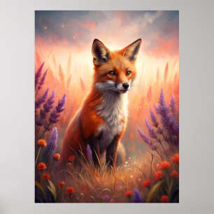 A Cute Forest Red Fox Poster