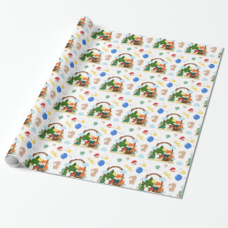 A cute fox and bunny in the forest wrapping paper