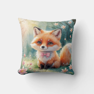 A Cute fox and pink bow Cushion